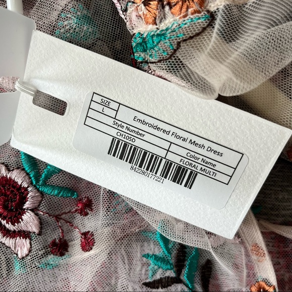 Endless Rose sheer embroidered floral midi mockneck long sleeve dress - Picture 9 of 11